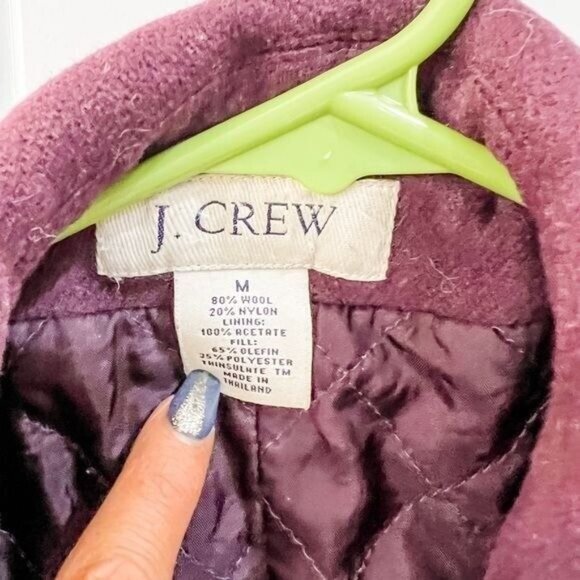 J. Crew Purple Wool Peacoat Jacket Accent Front Pockets Size Medium - Picture 9 of 9